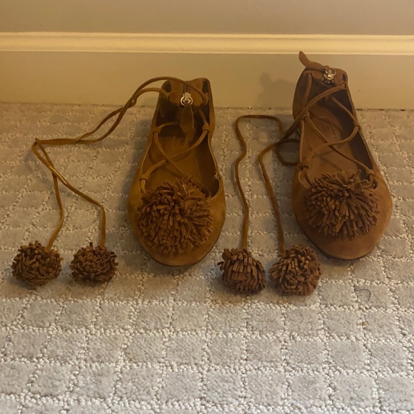 Aquazzura Firenze Brown Suede Ballet Flats Size 36